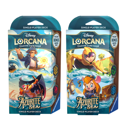 Disney Lorcana Azurite Sea Starter Decks Display Englisch Jim Hawkins Tigger Go Go Tomago Trixi