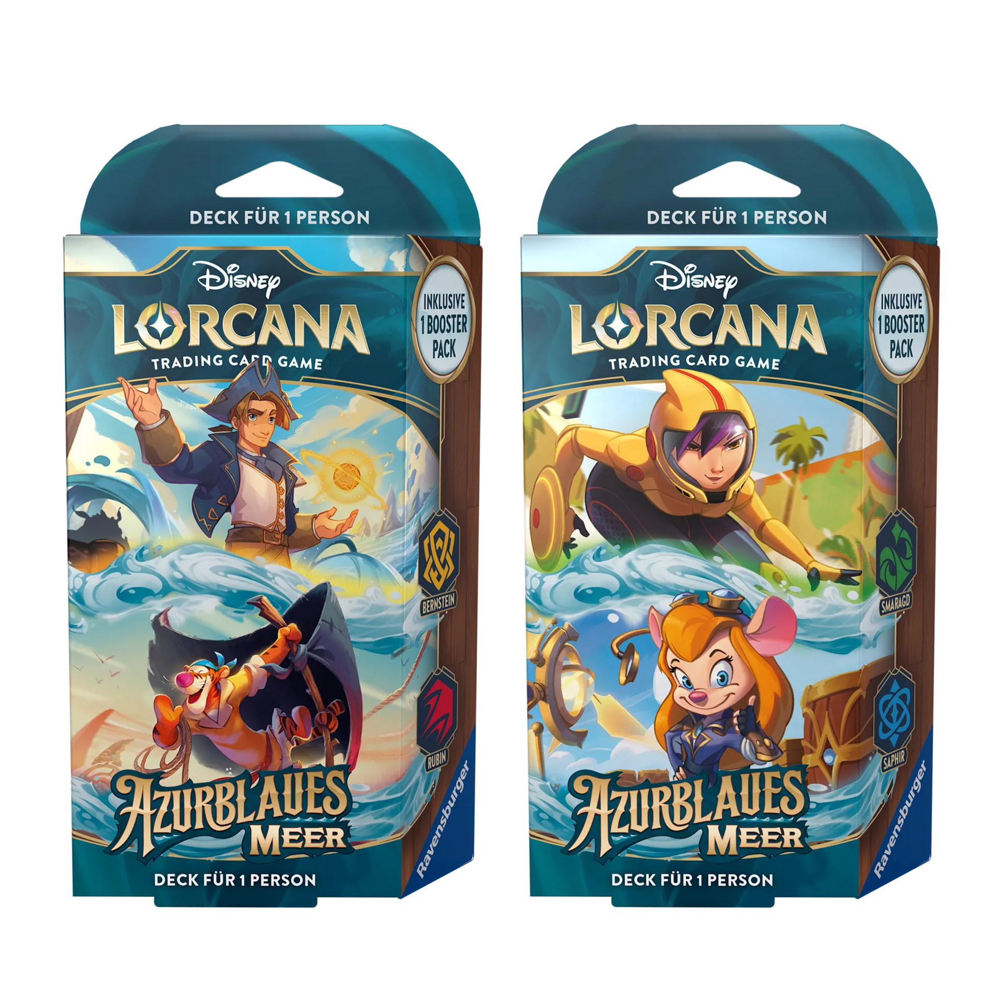 Disney Lorcana Azurblaues Meer Starter Decks Display Deutsch Jim Hawkins Tigger Go Go Tomago Trixi