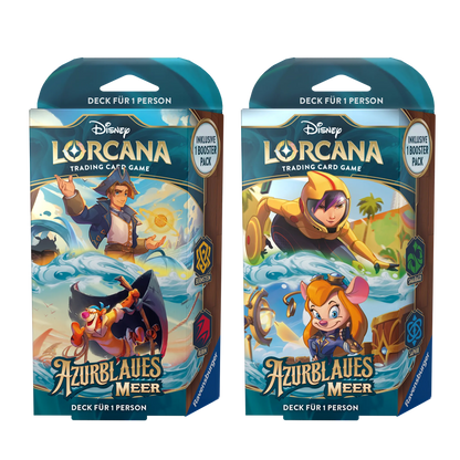 Disney Lorcana Azurblaues Meer Starter Decks Display Deutsch Jim Hawkins Tigger Go Go Tomago Trixi