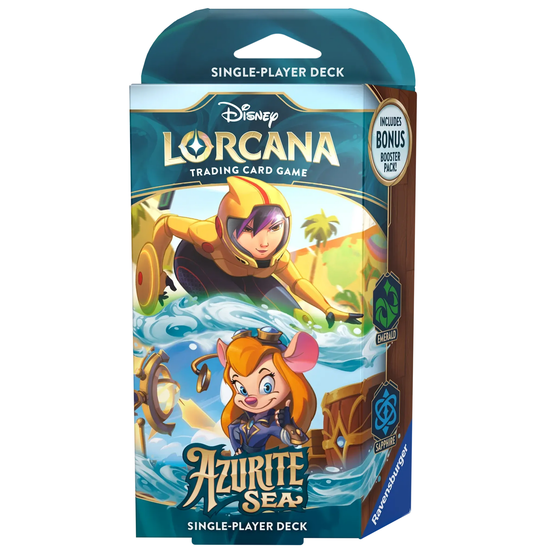 Disney Lorcana Azurite Sea Starter Deck Emerald & Sapphire Englisch Go Go Tomago Trixi 