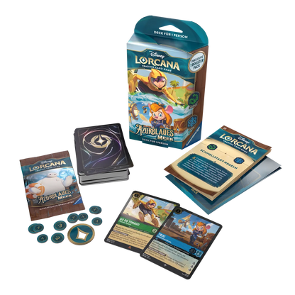 Disney Lorcana Azurblaues Meer Starter Deck Smaragd & Saphir Deutsch Go Go Tomago Trixi 