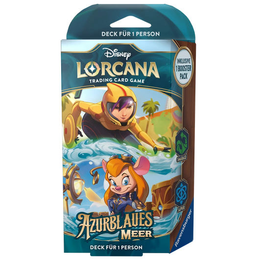 Disney Lorcana Azurblaues Meer Starter Deck Smaragd & Saphir Deutsch Go Go Tomago Trixi 