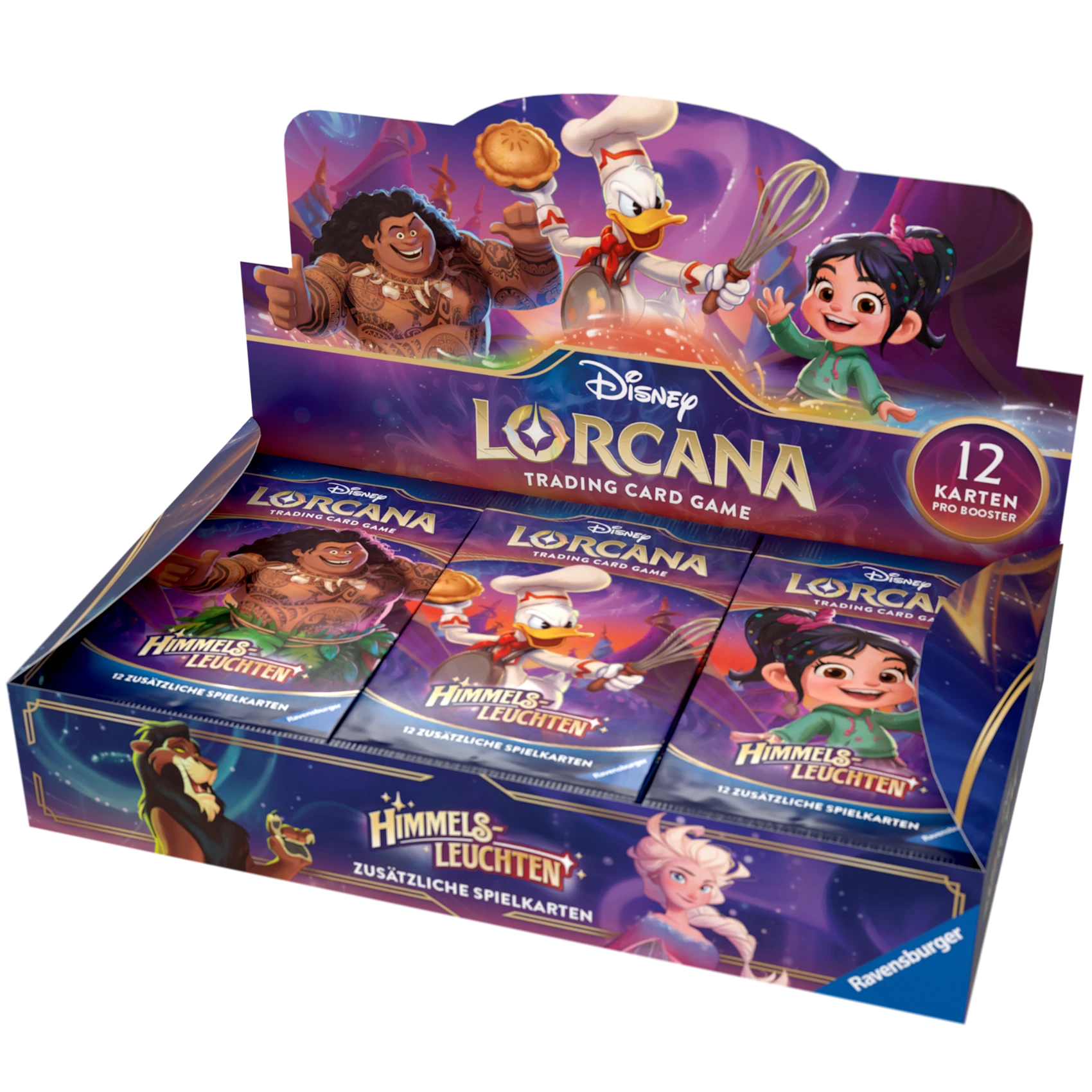 Disney Lorcana Himmelsleuchten Booster Display Deutsch Maui Donald Duck Vanellope von Schweetz