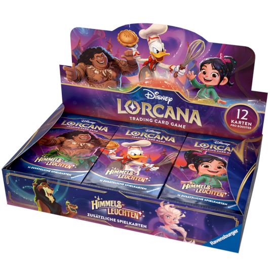 Disney Lorcana Himmelsleuchten Booster Display Deutsch Maui Donald Duck Vanellope von Schweetz