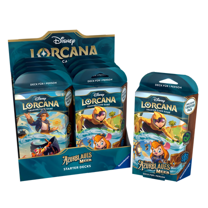 Disney Lorcana Azurblaues Meer Starter Decks Display Deutsch Jim Hawkins Tigger Go Go Tomago Trixi