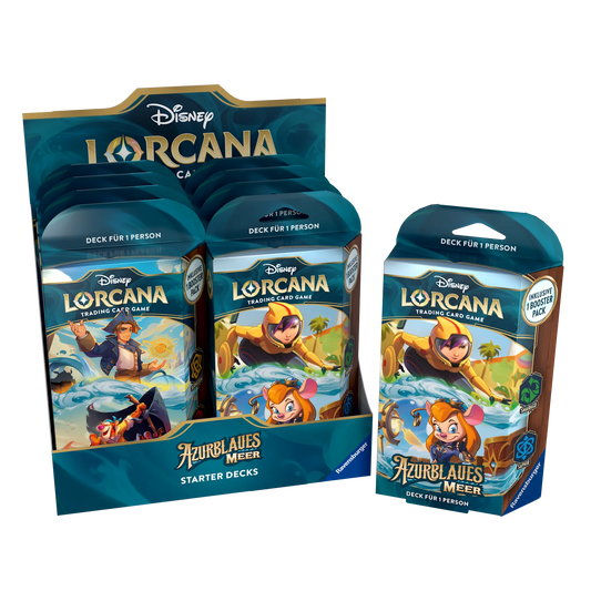 Disney Lorcana Azurblaues Meer Starter Decks Display Deutsch Jim Hawkins Tigger Go Go Tomago Trixi