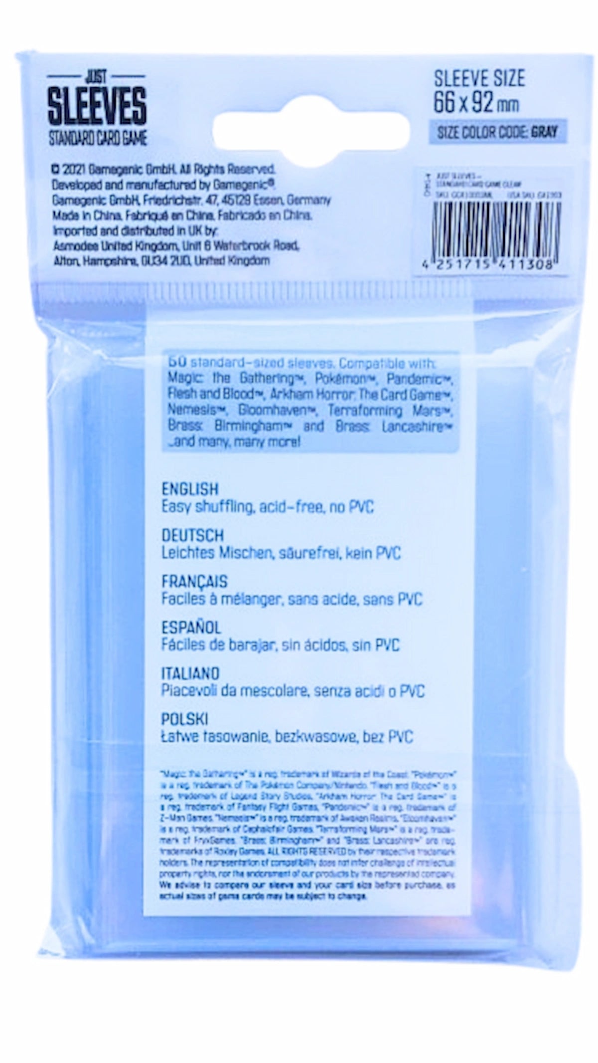 Just Sleeves - Durchsichtig - 50 Hüllen - Standardgröße 63,5 x 88,9 mm
